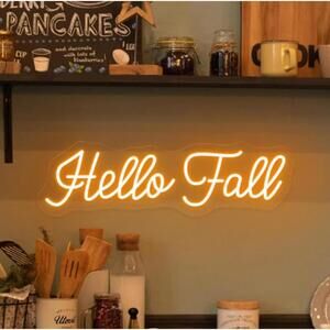 Hello Fall Neon Sign LED Light – Dimmable Autumn Wall & Hanging Decor